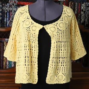 Attitudes by Renee 1/2 Sleeve Crocheted Shrug